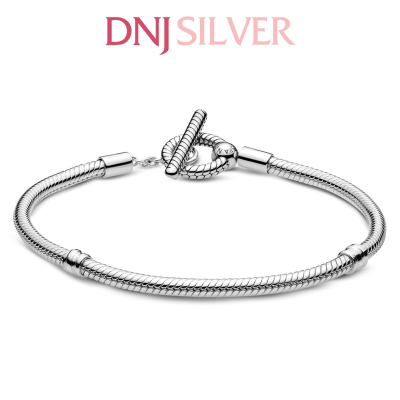 Vòng tay bạc 925 cao cấp - Mẫu vòng T-Bar Snake Chain Bracelet, có thể mix thêm hạt charm vào vòng theo ý thích