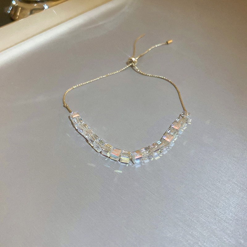 Vòng cổ Mặt Vuông Pha Lê Nhẹ Nhiều Màu Thời Trang Nhật Hàn Dành Cho Nữ