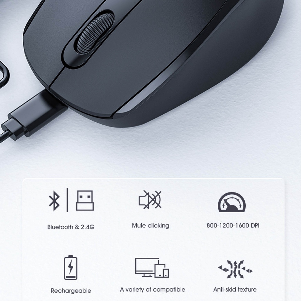 Chuột máy tính không dây IMICE G2 wireless 2.4G, 800/1200/1600 DPI, 4 nút bấm - hàng chính hãng