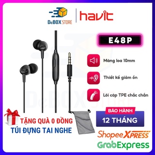 Tai nghe in-ear havit e48p high-end dynamic giảm ồn, nút nhấn đa chức năng, dây tpe nhiều màu sắc