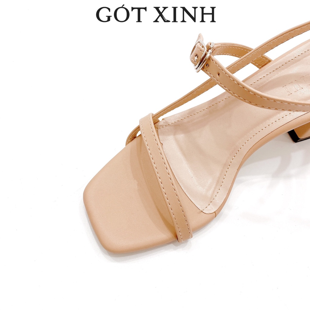 Sandal Cao Gót Gót Xinh GX241 Quai Ngang Mỏng Đế Cao 5cm Da Mềm Gót Nhọn