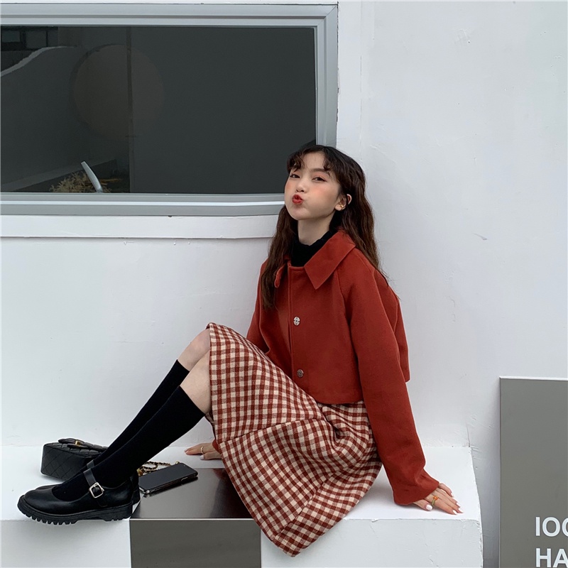 Đầm Len Không Tay Họa Tiết Sọc Caro Thời Trang Sành Điệu Cho Nữ