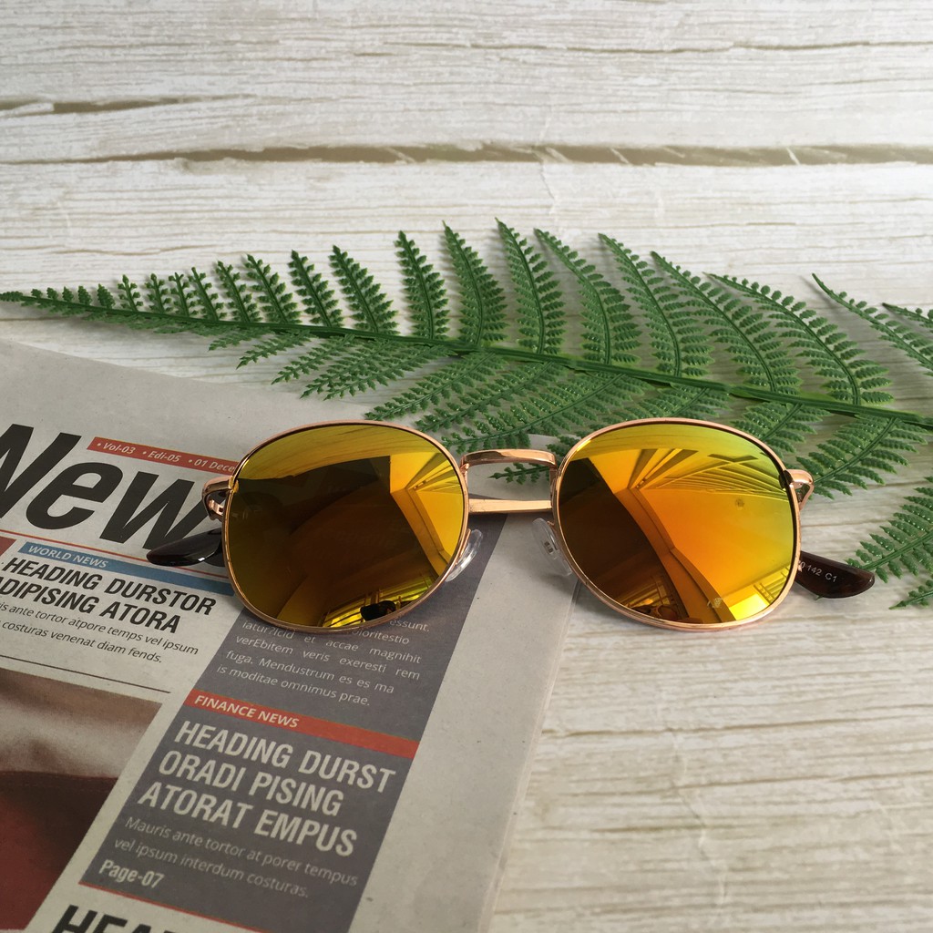 Kính Râm Nữ Nam Thời Trang Tráng Gương Vàng Cá Tính | BigBuy360 - bigbuy360.vn