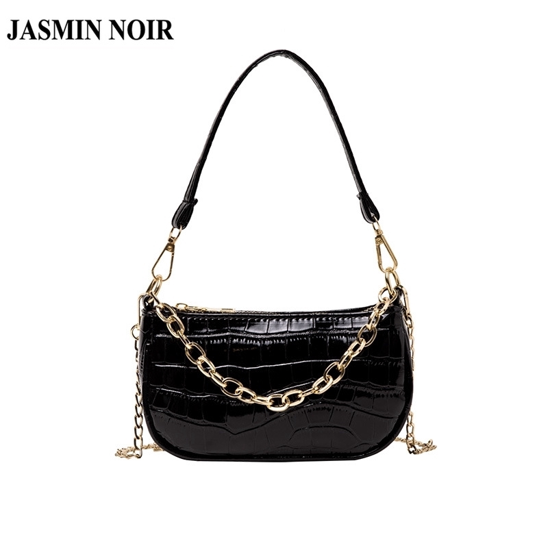Túi Xách JASMIN NOIR Vân Da Cá Sấu Phong Cách Hàn Quốc Có Khóa Kéo Kiểu Dáng Thời Trang Cho Nữ