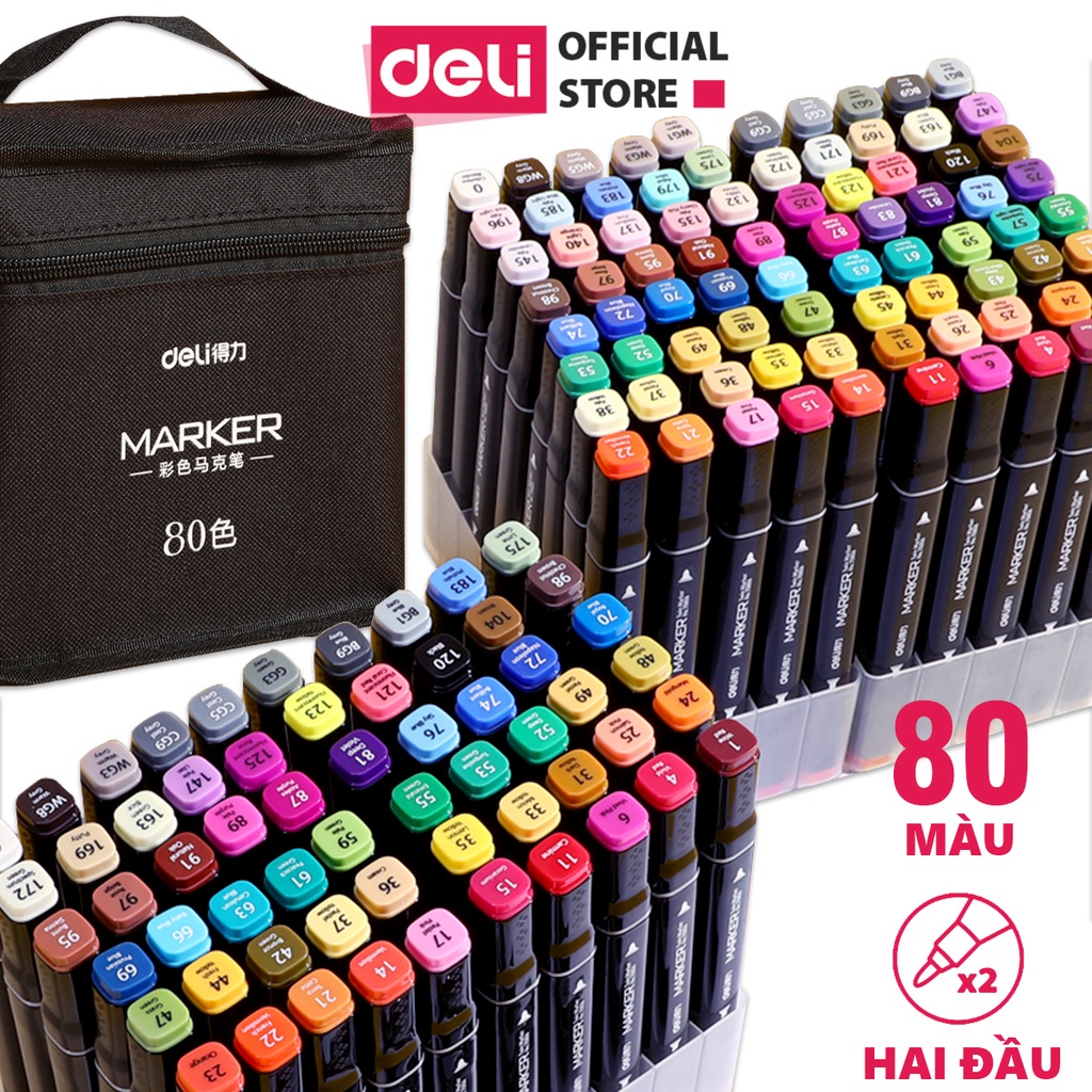 Bút Marker Túi Vải 30/40/60/80 Màu Chuyên Nghiệp