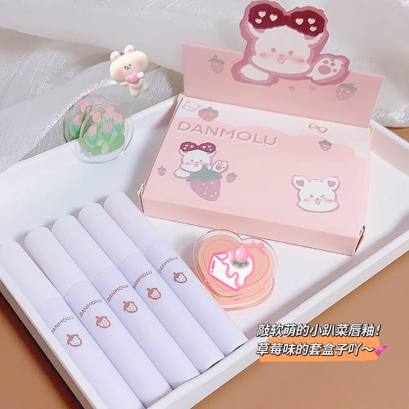 Set 5 Thỏi Son Lì Lâu Trôi Không Thấm Nước Chống Dính Cốc Thương Hiệu DANMOLU