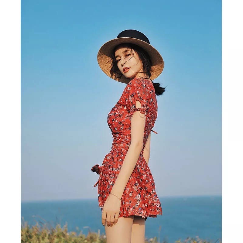 Bikini cặp đôi hoa nhí đỏ trơn | BigBuy360 - bigbuy360.vn