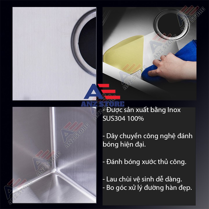 Chậu rửa chén bát  Inox SuS 304 - Đúc nguyên khối - VIAS - VA825/201 - Tặng rổ rút đựng trái cây - Xiphong đồng bộ | BigBuy360 - bigbuy360.vn