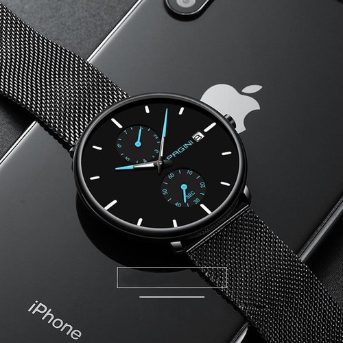 Đồng Hồ Nam PAGINI PA9966 Dây Titanium Cao Cấp - Đồng Hồ Kim-Kim Dạ Quang Có Lịch Ngày - Chống Nước - BH Hãng 12 Tháng