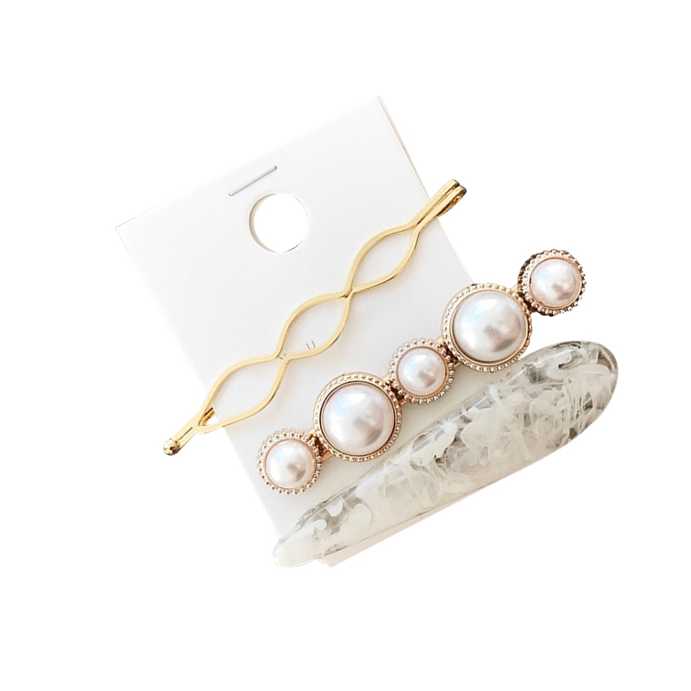 Set 7 Kẹp Tóc Đính Ngọc Trai Kiểu Dáng Lãng Mạn Jp5