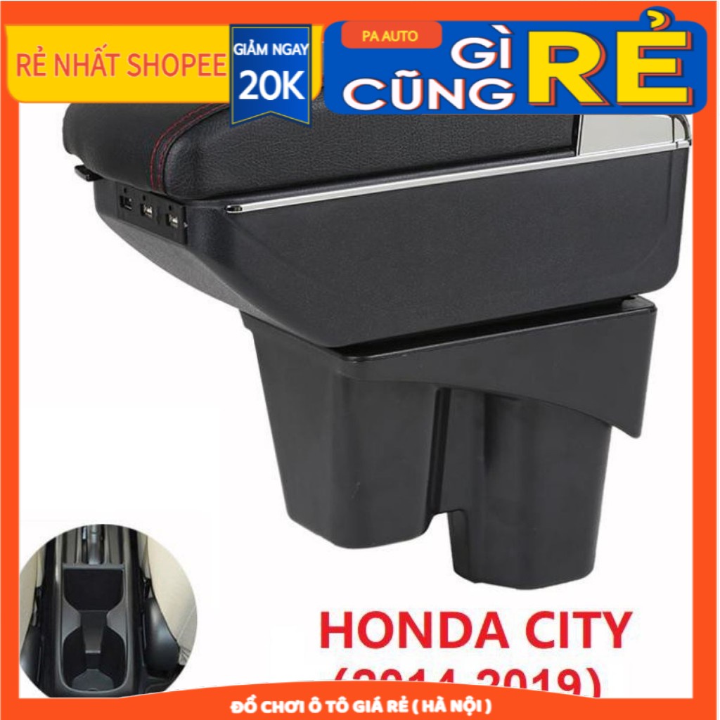 Hộp tỳ tay ô tô Honda City 2018-2021 tích hợp 7 cổng USB: Màu Đen và Be - [ Hãng Xịn, Giá Chất ]