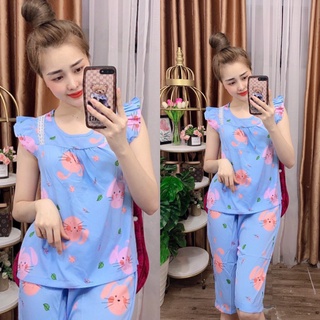 ĐỒ BỘ MẶC NHÀ - ĐỒ BỘ LỤA HỌA TIẾT HÌNH THÚ DỄ THƯƠNG - LUA23