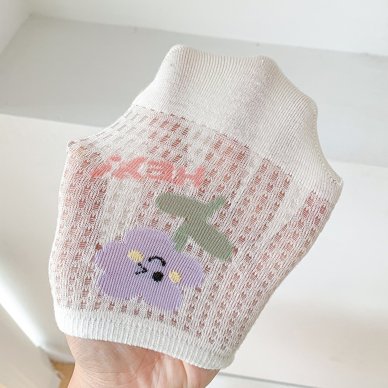 Summer Cool Mesh Invisible Socks Women Cute Flowers Pattern Non-Slip Cotton Low Cut Socks Elastic Breathable Funny Female Boat Socks