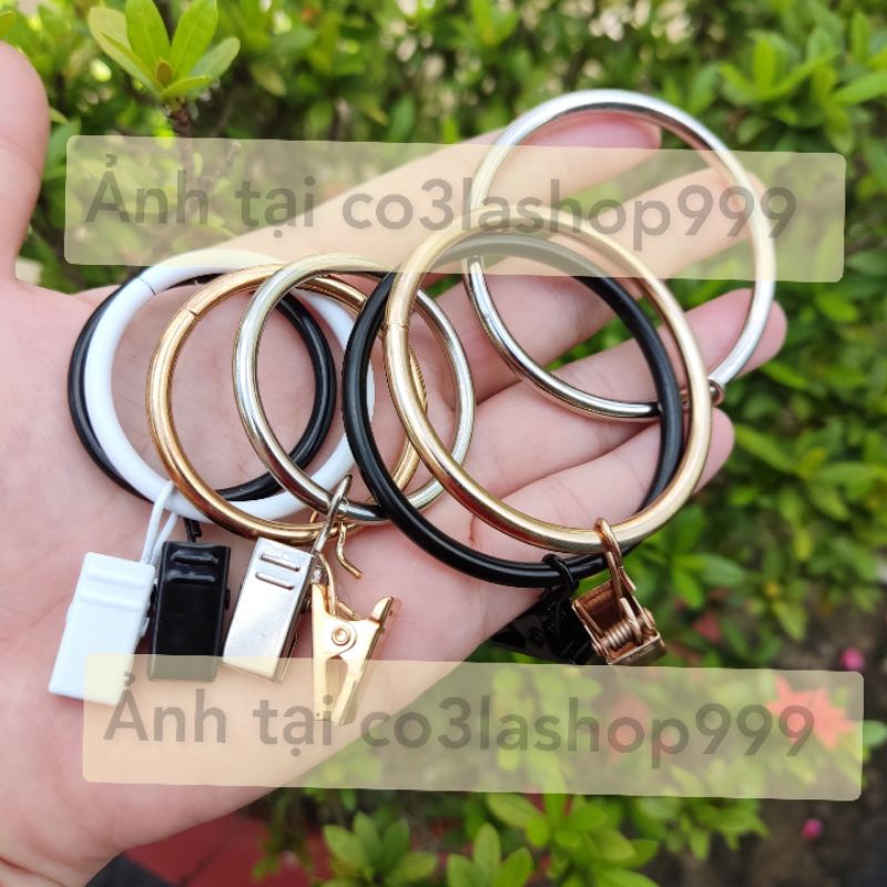 Set 5 móc kẹp màu bạc treo tranh vải rèm cửa, phụ kiện, vòng tròn lớn 5cm