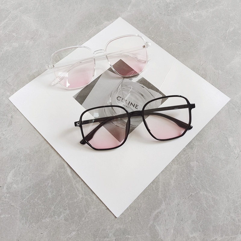 【Hàng Có Sẵn】Kính Râm/Phấn Má Hồng Hình Vuông Màu Đen Trơn Độ Bền Cao Cá Tính Dành Cho Nữ