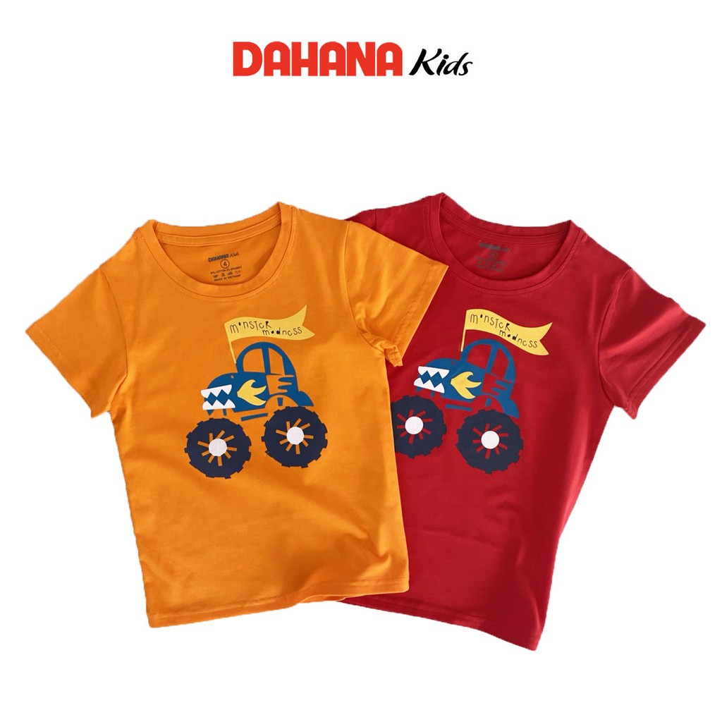 Áo Cộc Tay Bé Trai DAHANA Kids - Áo Phông Cộc Tay Thun Cotton Cho Bé Trai 1-8 Tuổi Hình In Xe Tải Độc Đáo