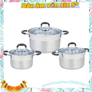 Bộ nồi inox smartcook 3 chiếc cỡ 16cm, 20cm, 24cm-sm3332