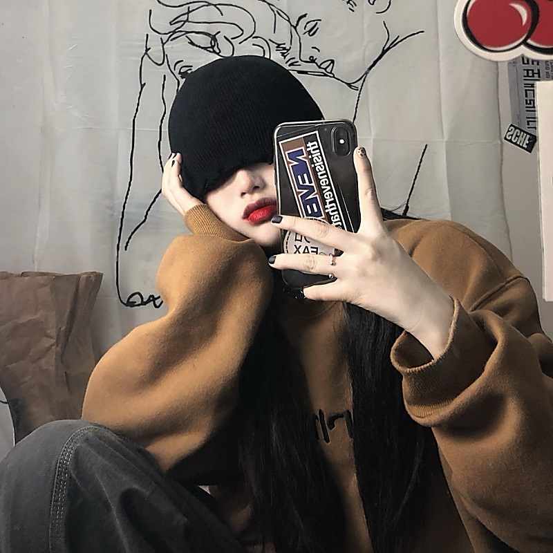 Mũ Len Dệt Kim Thiết Kế Rách Cá Tính 221226 Mũ Da Giữ Ấm Phong Cách Harajuku Hàn Quốc