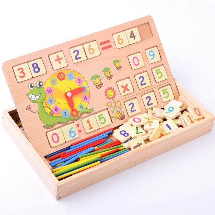 Đồ chơi toán học có chữ số, que tính, bảng số bằng gỗ cao cấp cho bé