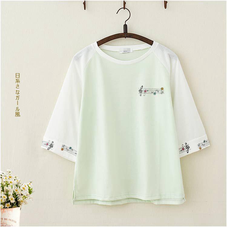 Áo Thun Dáng Rộng Tay Ngắn Màu Xanh Lá Nhạt / Xanh Dương Nhạt Dễ Thương Thời Trang Dành Cho Phụ Nữ