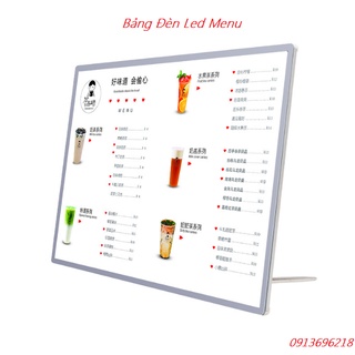 Bảng hộp đèn led menu, khung tranh điện a3 để bàn, treo tường