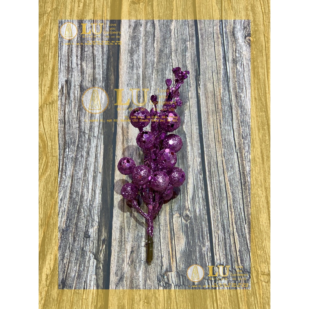 Cành quả sung nhũ kim tuyến trang trí oản, tháp bánh Vật tư phụ kiện Oản, giỏ hoa quà Noel | LU