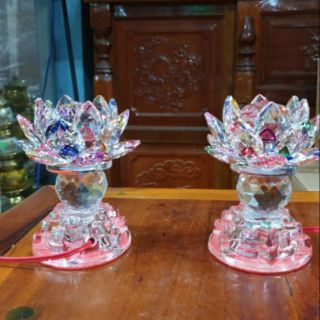Đèn thờ cúng pha lê hoa sen
