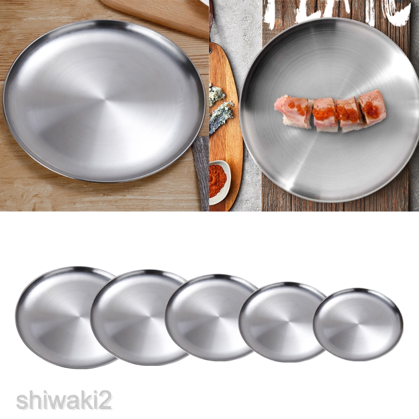 Stainless Steel Round Plate Dinner Plate Dish Food Serving Platter 14cm
