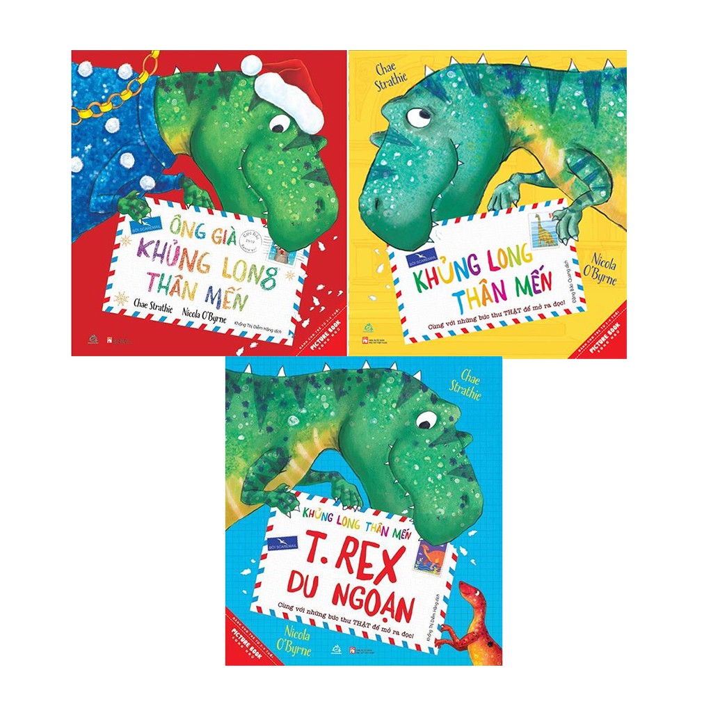 Sách -Combo 3 cuốn Khủng long thân mến+T. Rex du ngoạn+Ông già Khủng long thân mến+ postcard Noel