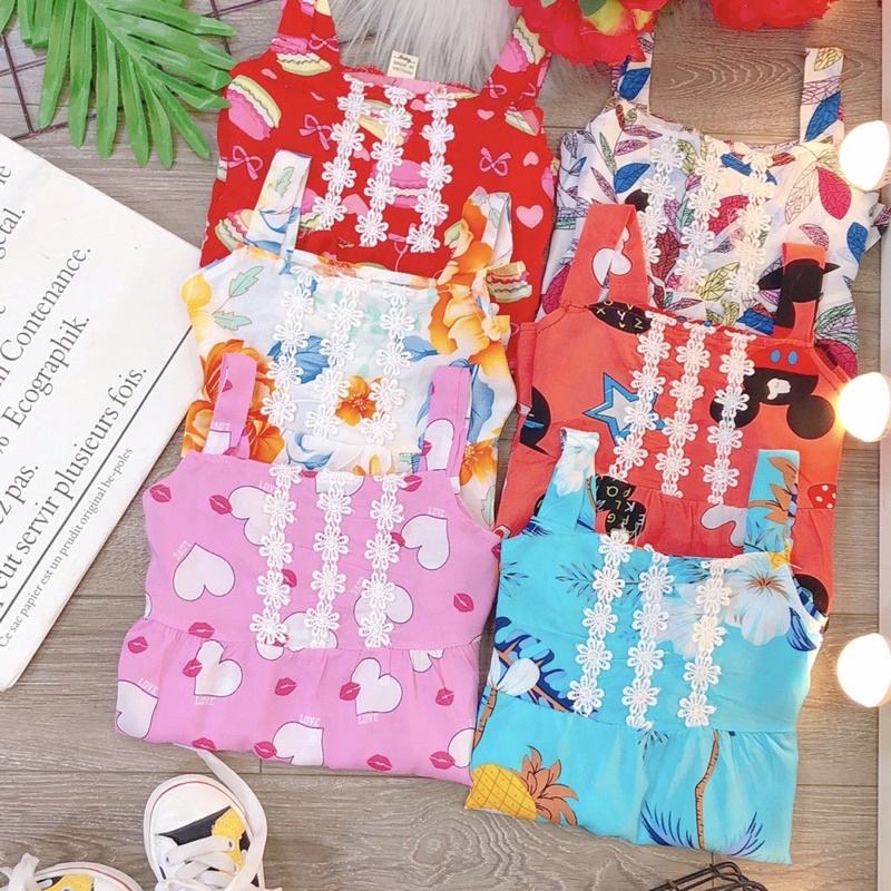 Váy lanh 2 dây X mát mẻ, xinh yêu cho bé gái - VL2DX