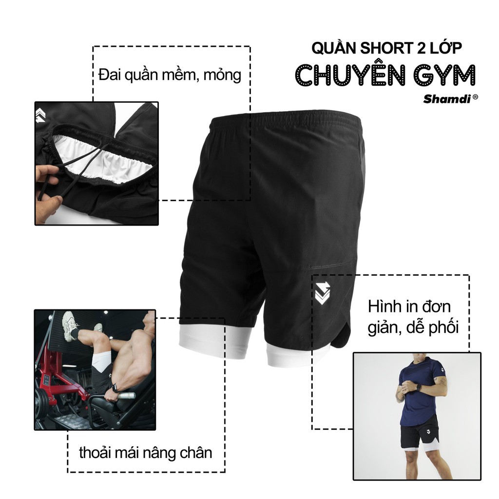 Đồ tập gym nam SHAMDI bộ thể thao tập gym, vải Poly Drop giúp thỏa mái khi vận động 942-945-2