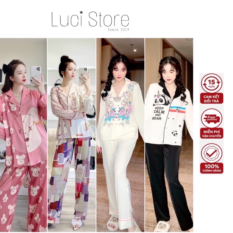 (Dưới 62kg) Đồ bộ pizama mặc nhà LỤA MANGO Tay Dài Quần Dài thiết kế cao cấp sang trọng cho bạn nữ