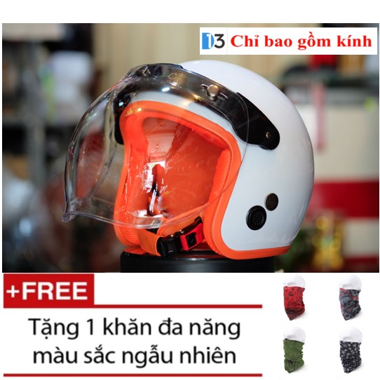 Kính Bubble Thái Chống Gió Bụi - Dành Cho Mũ Bảo Hiểm 3/4 - 7 Màu New