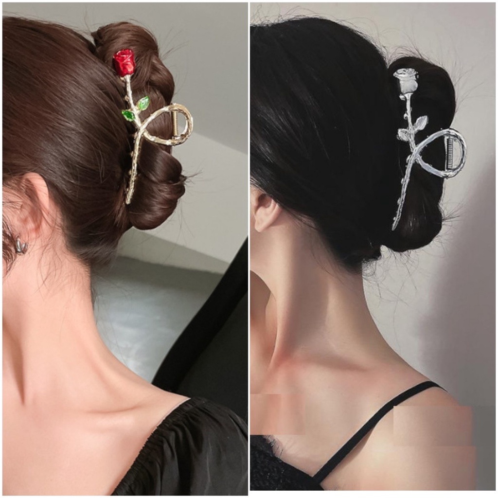 📛 RẺ VÔ ĐỊCH 📛 Kẹp tóc gấp càng cua mạ kim loại hình hoa hồng hot trend phong cách hàn quốc