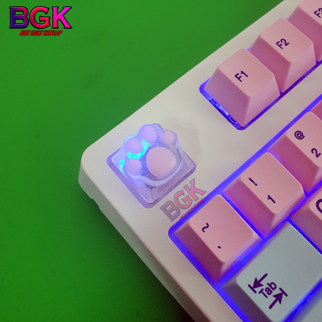 Keycap Lẻ Artisan Dấu Chân Mèo dễ thương màu trong suốt ( cast resin nhiều lớp, Keycap bàn phím cơ,keycap resin độc lạ )