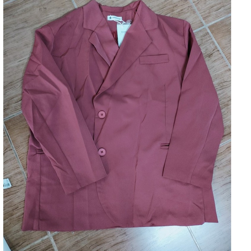 (Hàng Đẹp)Ảnh thật 6 hình cuối-2W18.Áo blazer oversize tím hồng phong cách Hàn Quốc