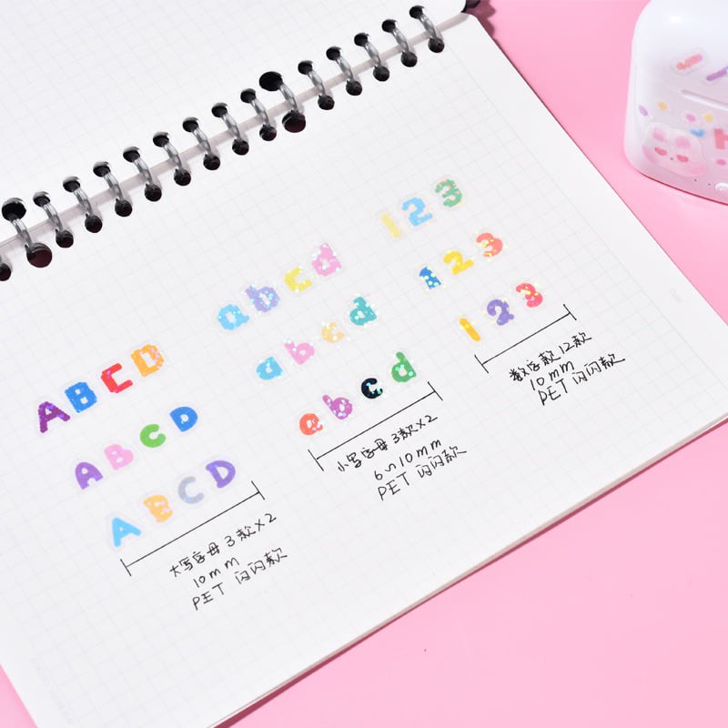 1 Set Sticker Số Và Chữ Cái Bling Đa Dạng Màu Sắc Rực Rỡ Dùng Để Trang Trí Sổ Jen Shop