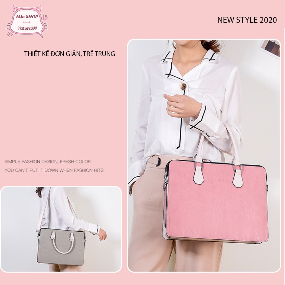 túi máy tính xách tay cho nữ [Freeship] Túi công sở nữ da PU cao cấp chống sốc laptop, chống sốc macbook có dây đeo chéo | BigBuy360 - bigbuy360.vn