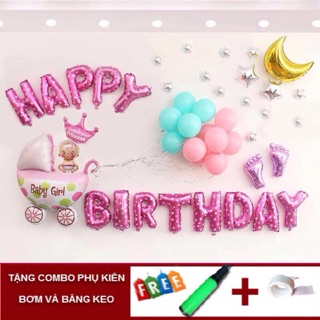 Set bóng sinh nhật em bé trên xe nôi