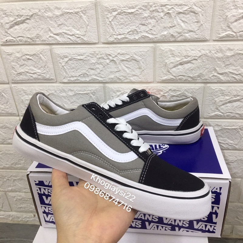 Giày 𝐕𝐀𝐍𝐒 old skool xám pha đen loại đẹp size 36-&gt;43 NAM NỮ