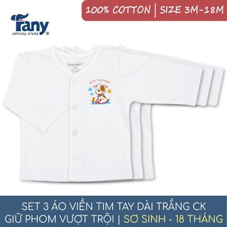 Set 3 áo viền tim tay dài CK Fany® cho bé từ sơ sinh tới 18 tháng