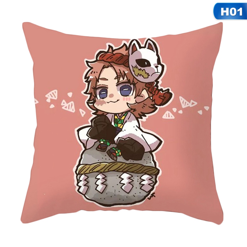 Vỏ Bọc Gối Sofa 18x18 Inch In Họa Tiết Hoạt Hình Demon Slayer: Kimetsu No Yaiba Tanjirou Nezuko