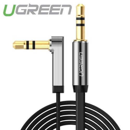Dây audio 3.5mm 1 đầu vuông góc 90 độ dài 1M đầu mạ vàng cao cấp Ugreen 10597