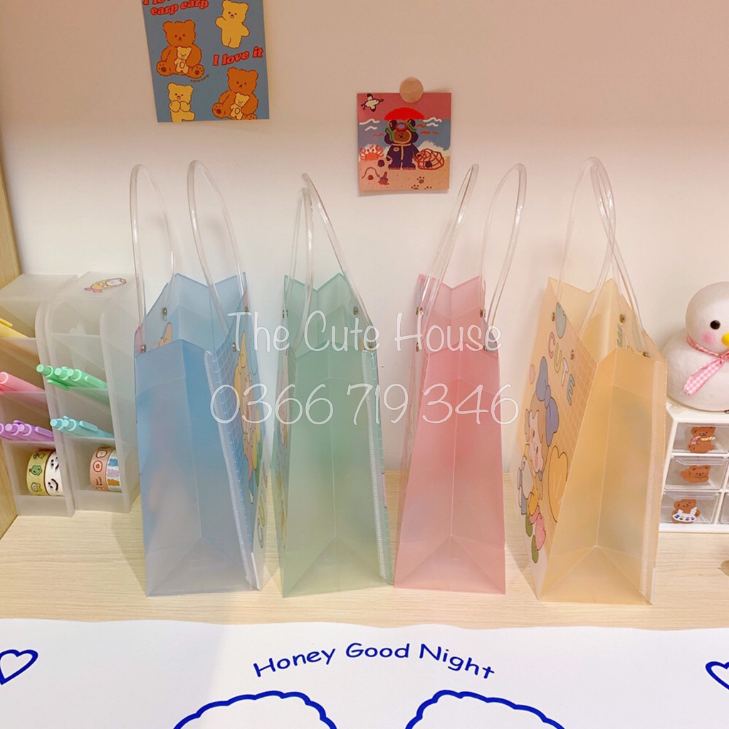 Túi Nhựa Trong Suốt Đựng Đồ/ Quà Tặng Đa Năng Tiện Dụng In Hoạ Tiết Hoạt Hình Đáng Yêu | BigBuy360 - bigbuy360.vn
