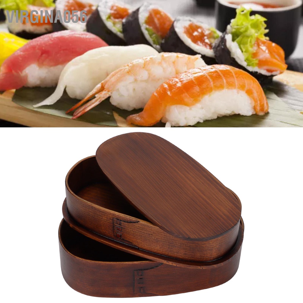 Có thể bán buôn Hộp cơm Bento Nhật Bản 2 lớp đựng thực phẩm bằng gỗ cho trẻ em Người lớn Đi bộ leo núi Trường học văn phòng Virgina056 Hàng giao ngay