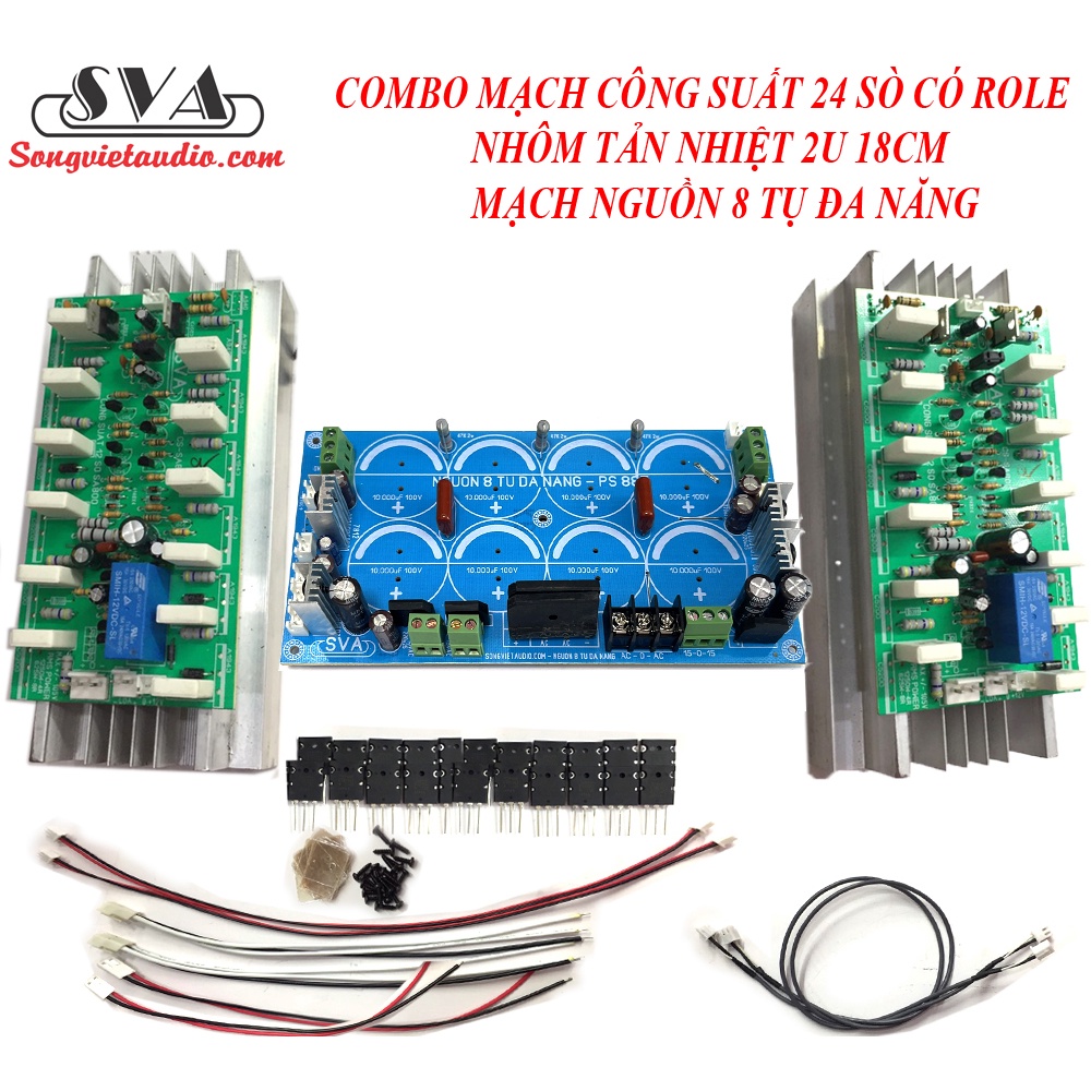 COMBO CÔNG SUẤT 24 SÒ CÓ ROLE + MẠCH NGUỒN 8 TỤ ĐA NĂNG + NHÔM TẢN NHIỆT 2U