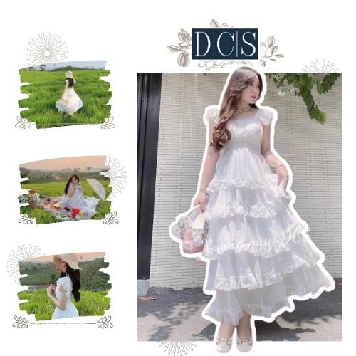 Đầm Nữ 02 Dây Cánh Tiên Xếp Tầng Váy Xòe Mèo Sao Hỏa Bánh Bèo Dễ Thương Xưởng May DCS
