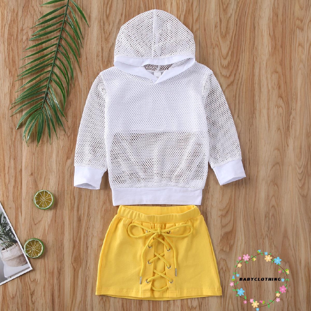 Áo hoodie dáng ôm + váy bút chì cho bé gái 1-6 tuổi