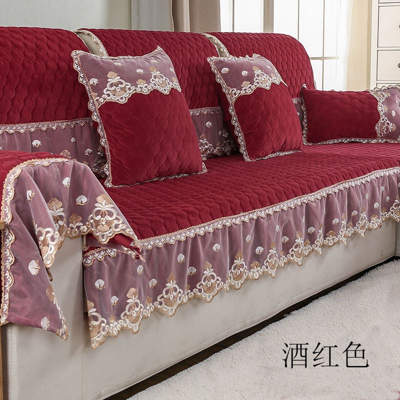 Vỏ Bọc Đệm Ghế Sofa Bằng Vải Nhung Pha Lê Không Trượt Phong Cách Châu Âu Đơn Giản