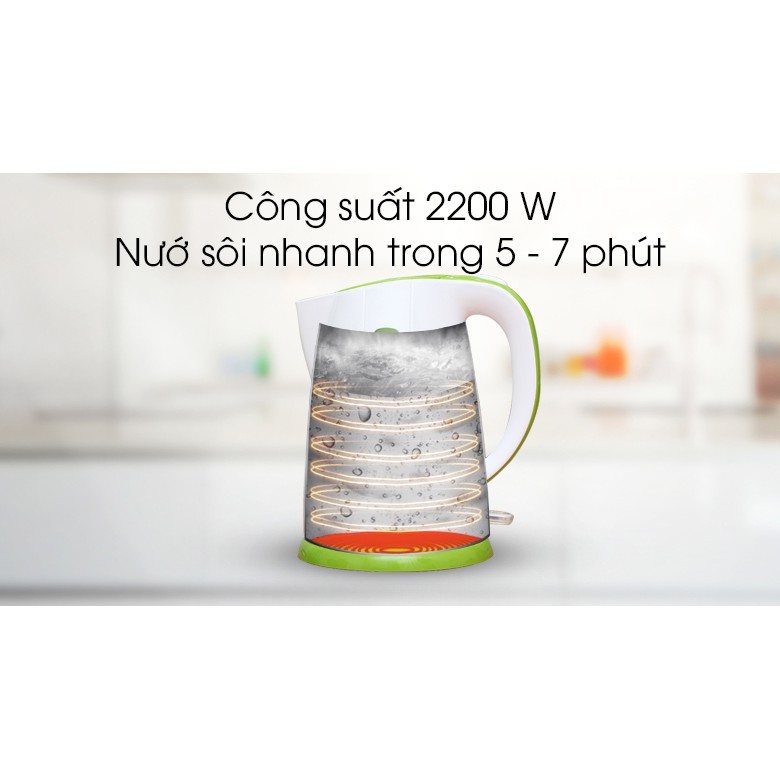 Bình siêu tốc Delites 1.7 lít ST17P01WG Xanh lá